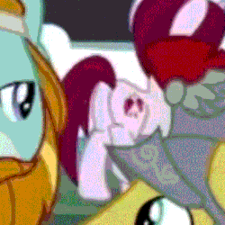 Size: 360x360 | Tagged: safe, imported from derpibooru, screencap, cayenne, flash magnus, rockhoof, pegasus, pony, unicorn, a rockhoof and a hard place, animated, background pony, butt, canterlot, female, gif, male, mare, pepperbutt, plot, stallion, zoom