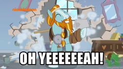 Size: 1179x663 | Tagged: safe, imported from derpibooru, rockhoof, a rockhoof and a hard place, exploitable meme, image macro, kool-aid, lightly watermarked, meme, memegenerator, nickelodeon, rockhoof's shovel, wall breaking, watermark