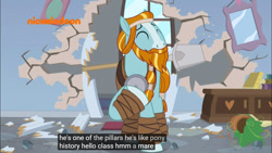 Size: 1366x768 | Tagged: safe, imported from derpibooru, screencap, rockhoof, a rockhoof and a hard place, meme, rockhoof's shovel, youtube caption