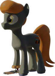 Size: 2063x2823 | Tagged: safe, artist:fiopon, imported from derpibooru, oc, oc only, oc:purity alloy, earth pony, pony, 3d, blender, robot hand, simple background, solo, transparent background, unshorn fetlocks