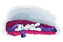 Size: 1800x1200 | Tagged: safe, artist:heir-of-rick, imported from derpibooru, rarity, pony, unicorn, atg 2018, descriptive noise, female, mare, newbie artist training grounds, on back, sleeping, snoring, solo