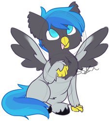 Size: 894x983 | Tagged: safe, artist:starstrucksocks, imported from derpibooru, oc, oc:dynamo gust, classical hippogriff, hippogriff, cute, silly, sitting, sketch