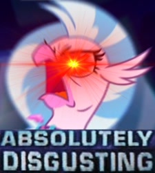 Size: 688x766 | Tagged: safe, edit, edited screencap, imported from derpibooru, screencap, silverstream, classical hippogriff, hippogriff, what lies beneath, absolutely disgusting, cute, diastreamies, female, glowing eyes, glowing eyes meme, lens flare, meme, rage, reaction image, silverrage