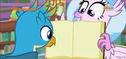 Size: 1046x492 | Tagged: safe, edit, imported from derpibooru, screencap, gallus, silverstream, what lies beneath, blank, book, duo, nickelodeon, open book