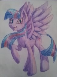 Size: 2448x3264 | Tagged: safe, artist:stratodraw, imported from derpibooru, twilight sparkle, alicorn, pony, female, mare, smiling, solo, traditional art, twilight sparkle (alicorn)