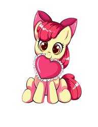 Size: 612x792 | Tagged: safe, artist:autumn rush, imported from derpibooru, apple bloom, earth pony, pony, adorabloom, bow, cute, female, filly, hair bow, heart, simple background, solo, transparent background