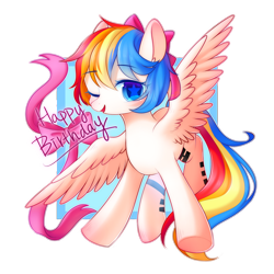 Size: 2000x2000 | Tagged: safe, artist:leafywind, imported from derpibooru, oc, oc only, oc:delete, pegasus, pony, blushing, bow, cute, female, hair bow, looking at you, mare, one eye closed, open mouth, simple background, solo, starry eyes, transparent background, wingding eyes