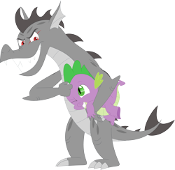 Size: 3569x3481 | Tagged: safe, artist:porygon2z, imported from derpibooru, spike, oc, oc:draco axel, dragon, duo, duo male, male, noogie, one eye closed, sharp teeth, simple background, teeth, transparent background, vector