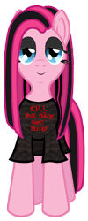 Size: 1800x4485 | Tagged: safe, artist:fascismnotincluded, imported from derpibooru, pinkie pie, pony, clothes, female, heavy metal, pinkamena diane pie, pinkie pie's boutique, shirt, simple background, solo, transparent background, vector