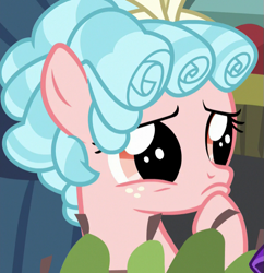 Size: 597x616 | Tagged: safe, imported from derpibooru, screencap, cozy glow, pegasus, pony, marks for effort, cozy glow is best facemaker, cozybetes, cropped, cute, female, filly, foal, puppy dog eyes, pure concentrated unfiltered evil of the utmost potency, sad, solo, thinking, woobie