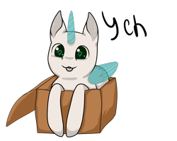 Size: 2500x2000 | Tagged: safe, artist:evlass, imported from derpibooru, pony, advertisement, box, commission, cute, heart eyes, looking at you, pony in a box, simple background, solo, transparent background, wingding eyes, your character here