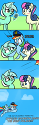 Size: 866x2783 | Tagged: safe, artist:artiks, imported from derpibooru, bon bon, lyra heartstrings, rainbow dash, sweetie drops, comic:officer rainbow dash the ship police, comic, crying, dialogue, female, flower, lesbian, lyrabon, police uniform, rainbow douche, shipping, shipping denied