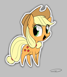 Size: 1961x2231 | Tagged: safe, artist:taurson, imported from derpibooru, applejack, earth pony, pony, cowboy hat, cute, female, gray background, hat, jackabetes, mare, simple background, smiling, solo, stetson