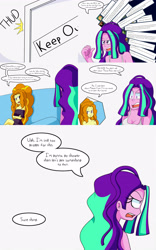 Size: 2000x3200 | Tagged: safe, artist:jake heritagu, imported from derpibooru, adagio dazzle, aria blaze, comic:aria's archives, equestria girls, clothes, comic, couch, keep out, vulgar