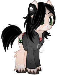 Size: 804x1050 | Tagged: safe, artist:angelofthewisp, imported from derpibooru, oc, oc only, oc:beats, earth pony, pony, clothes, female, headphones, jacket, mare, ponified, simple background, solo, transparent background