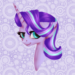 Size: 600x600 | Tagged: safe, artist:timser_, artist:timserart, imported from derpibooru, starlight glimmer, pony, unicorn, bust, female, portrait, smiling, solo