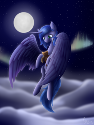 Size: 1500x2000 | Tagged: safe, artist:keisaa, imported from derpibooru, princess luna, alicorn, crying, female, moon, night, sad, teddy bear