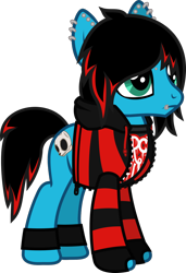 Size: 618x906 | Tagged: safe, artist:lightningbolt, derpibooru exclusive, imported from derpibooru, oc, oc only, oc:emo lad, earth pony, pony, .svg available, ankle bracelet, anklet, bridge piercing, clothes, dyed mane, dyed tail, ear piercing, earring, emo, eyeliner, fingerless gloves, frown, gloves, hoodie, jewelry, lip piercing, makeup, male, pierce the veil, piercing, shirt, show accurate, simple background, stallion, standing, striped hoodie, svg, t-shirt, transparent background, undershirt, vector, zipper