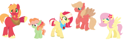 Size: 1024x321 | Tagged: safe, artist:justcallmescaizor, imported from derpibooru, big macintosh, fluttershy, family, female, fluttermac, male, offspring, parent:big macintosh, parent:fluttershy, parents:fluttermac, shipping, straight