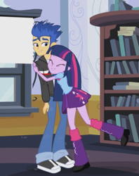 Size: 607x768 | Tagged: safe, imported from derpibooru, screencap, flash sentry, twilight sparkle, alicorn, equestria girls, equestria girls (movie), bookshelf, cropped, cute, daaaaaaaaaaaw, hug, luna's office, twiabetes, twilight sparkle (alicorn)