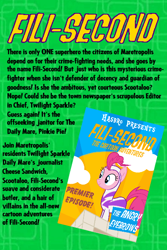 Size: 400x600 | Tagged: safe, artist:ianpony98, imported from derpibooru, fili-second, pinkie pie, series:fili-second the cartoon adventures, advertising, power ponies, superhero, veggietales