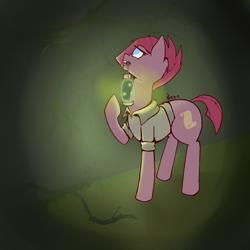 Size: 3000x3000 | Tagged: safe, artist:radioactive nero, imported from derpibooru, pinkie pie, earth pony, firefly (insect), pony, alternate cutie mark, alternate hairstyle, alternate universe, female, firefly lamp, lantern, mare, mouth hold, story in the source