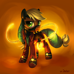 Size: 3000x3000 | Tagged: safe, artist:jedayskayvoker, imported from derpibooru, applejack, mistress marevelous, pony, female, lasso, power ponies, rope, solo, superhero