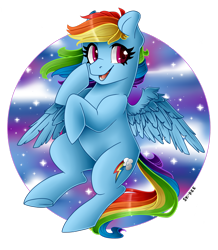 Size: 1024x1175 | Tagged: safe, artist:sk-ree, imported from derpibooru, rainbow dash, pegasus, pony, abstract background, cute, cutie mark, female, happy, mare, open mouth, simple background, smiling, solo, spread wings, stars, transparent background, underhoof, wings