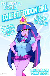 Size: 900x1351 | Tagged: safe, artist:curtsibling, imported from derpibooru, twilight sparkle, equestria girls, breasts, clothes, edgy, female, fuck you, hand on hip, middle finger, miniskirt, nazi, ow the edge, sexy, skirt, skirt lift, solo, stupid sexy twilight, swastika, thighs, tongue out, vulgar