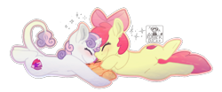 Size: 1146x478 | Tagged: safe, artist:rvbberducky, imported from derpibooru, apple bloom, scootaloo, sweetie belle, earth pony, pegasus, pony, unicorn, bow, cutie mark crusaders, female, filly, leonine tail, simple background, transparent background, trio