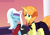 Size: 1300x900 | Tagged: safe, artist:tertonda, imported from derpibooru, oc, oc only, oc:frosty scribe, oc:scorching opal, earth pony, pony, unicorn, atg 2018, clothes, dress, duo, female, grand galloping gala, mare, newbie artist training grounds, suit, talking