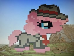 Size: 2048x1536 | Tagged: safe, artist:theanimefanz, imported from derpibooru, pinkie pie, clothes, hat, minecraft, minecraft pixel art, pixel art, suit