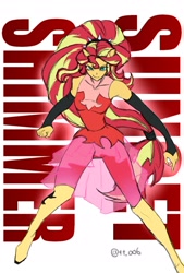 Size: 1377x2039 | Tagged: safe, artist:oberon826, imported from derpibooru, sunset shimmer, human, equestria girls, equestria girls series, clothes, female, kill la kill, ponied up, see-through skirt, solo, wip