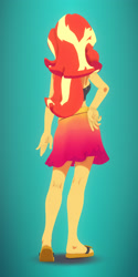 Size: 1920x3840 | Tagged: safe, artist:silverhd2, imported from derpibooru, sunset shimmer, equestria girls, equestria girls series, 3d, cel shading, clothes, craft, feet, female, flip-flops, midriff, rear view, sandals, sculpture, solo, swimsuit