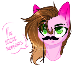 Size: 1188x1061 | Tagged: safe, artist:cloud-fly, imported from derpibooru, oc, oc only, oc:liddie neko, pony, bust, facial hair, female, mare, moustache, portrait, simple background, solo, transparent background