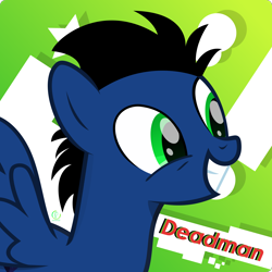 Size: 3208x3208 | Tagged: safe, artist:potato22, imported from derpibooru, oc, oc only, oc:deadman, pony, abstract background, bust, simple background, solo