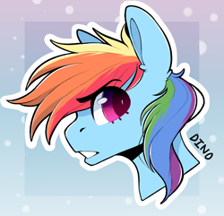 Size: 1120x1080 | Tagged: safe, artist:dino_horse, imported from derpibooru, rainbow dash, pegasus, pony, bust, female, looking back, mare, portrait, solo