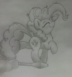 Size: 2169x2305 | Tagged: safe, artist:ljdamz1119, imported from derpibooru, pinkie pie, earth pony, pony, female, jar, jarate, mare, monochrome, pee in container, rocket, solo, team fortress 2, traditional art, urine
