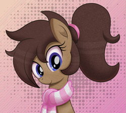 Size: 3000x2677 | Tagged: safe, artist:rainbownspeedash, imported from derpibooru, oc, oc only, oc:ruby, oc:ruby big heart, earth pony, pony, clothes, female, looking at you, mare, scarf, simple background, smiling, vector