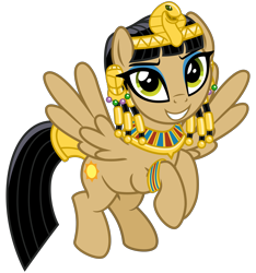 Size: 3000x3200 | Tagged: safe, artist:cheezedoodle96, idw, imported from derpibooru, queen cleopatrot, pegasus, pony, from the shadows, spoiler:comic, spoiler:comic53, .svg available, bracelet, braid, egyptian, eyeshadow, female, flying, headdress, idw showified, jewelry, makeup, mare, regalia, simple background, solo, svg, transparent background, vector