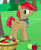 Size: 293x356 | Tagged: safe, imported from derpibooru, screencap, apples snack, earth pony, pony, the perfect pear, apple, apple family member, background pony, bandana, basket, bushel basket, butt, cropped, food, looking back, male, plot, solo, stallion