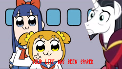 Size: 4800x2700 | Tagged: safe, edit, imported from derpibooru, chancellor neighsay, school raze, photoshop, pipimi, pop team epic, popuko, shitposting