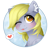 Size: 1500x1500 | Tagged: dead source, safe, artist:rizzych, artist:vird-gi, imported from derpibooru, derpy hooves, pony, :p, collaboration, ear fluff, female, heart, looking at you, one eye closed, silly, simple background, solo, tongue out, transparent background, wink