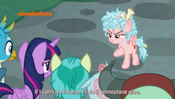 Size: 1920x1080 | Tagged: safe, imported from derpibooru, screencap, cozy glow, gallus, ocellus, sandbar, twilight sparkle, yona, alicorn, pegasus, pony, yak, school raze, butt, female, filly, foal, male, mare, nickelodeon, plot, subtitles, twilight sparkle (alicorn)