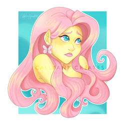 Size: 800x800 | Tagged: safe, artist:callyanncreates, imported from derpibooru, fluttershy, equestria girls, bust, ear piercing, earring, female, jewelry, piercing, solo