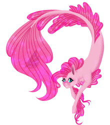 Size: 2184x2480 | Tagged: safe, artist:oneiria-fylakas, imported from derpibooru, pinkie pie, pony, seapony (g4), female, mare, seaponified, seapony pinkie pie, simple background, species swap, transparent background