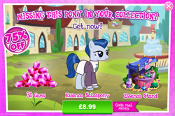 Size: 797x528 | Tagged: safe, imported from derpibooru, ever essence, earth pony, pony, the parent map, advertisement, costs real money, female, gameloft, gem, mare, official, sale, solo