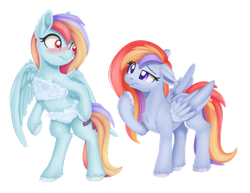 Size: 1018x784 | Tagged: safe, artist:dusthiel, imported from derpibooru, oc, oc only, oc:sunrise stratus, oc:sunset stratus, blushing, confusion, simple background, stratus twins, transparent background