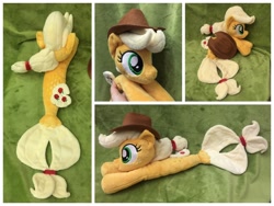 Size: 1280x960 | Tagged: safe, artist:equinepalette, imported from derpibooru, applejack, pony, seapony (g4), applejack's hat, beanie (plushie), cowboy hat, female, hat, irl, photo, plushie, prone, seaponified, seapony applejack, solo, species swap