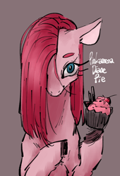 Size: 1362x2000 | Tagged: safe, artist:shining-doog, imported from derpibooru, pinkie pie, earth pony, pony, cupcake, food, looking at you, pinkamena diane pie